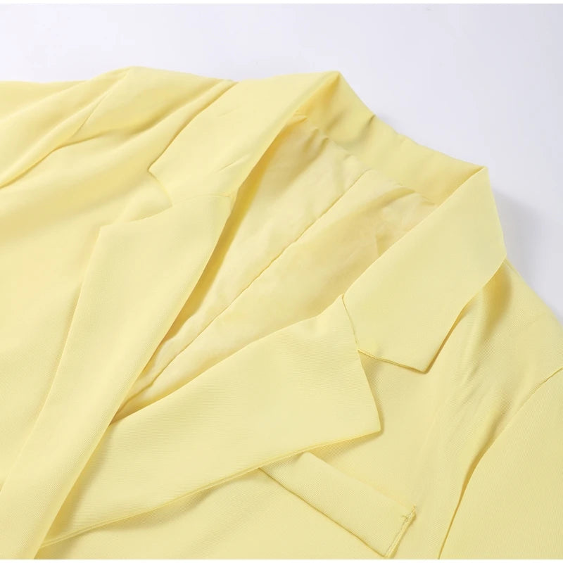 Elegant Blazer Coat Women Solid Short Sleeve Turn-down Collar Pocket Loose Coats 2025 Summer Autumn Chic Commute Outwear Lady