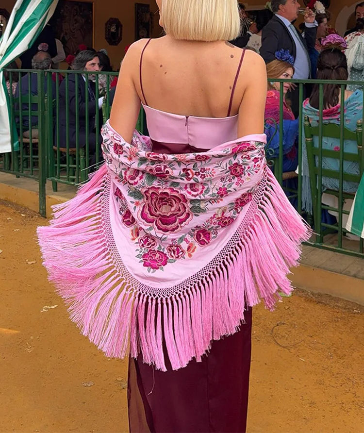 2025 New Women Clothing Halter Color Patchwork Strapless Dress High Waisted Drape Slimming Layered Strap Long Dress
