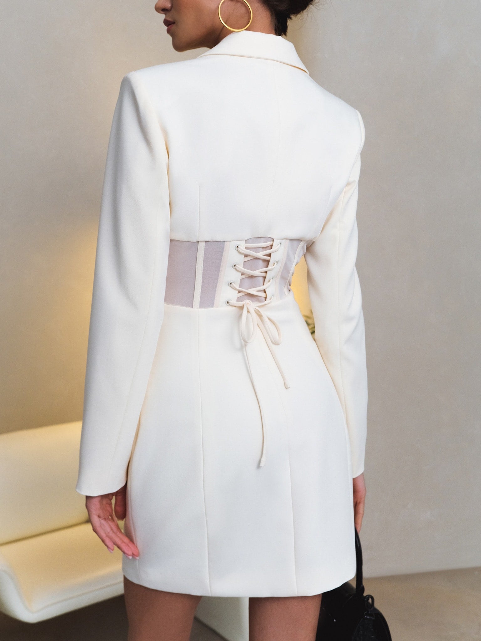 Bustier Paneled Mini Blazer Dress